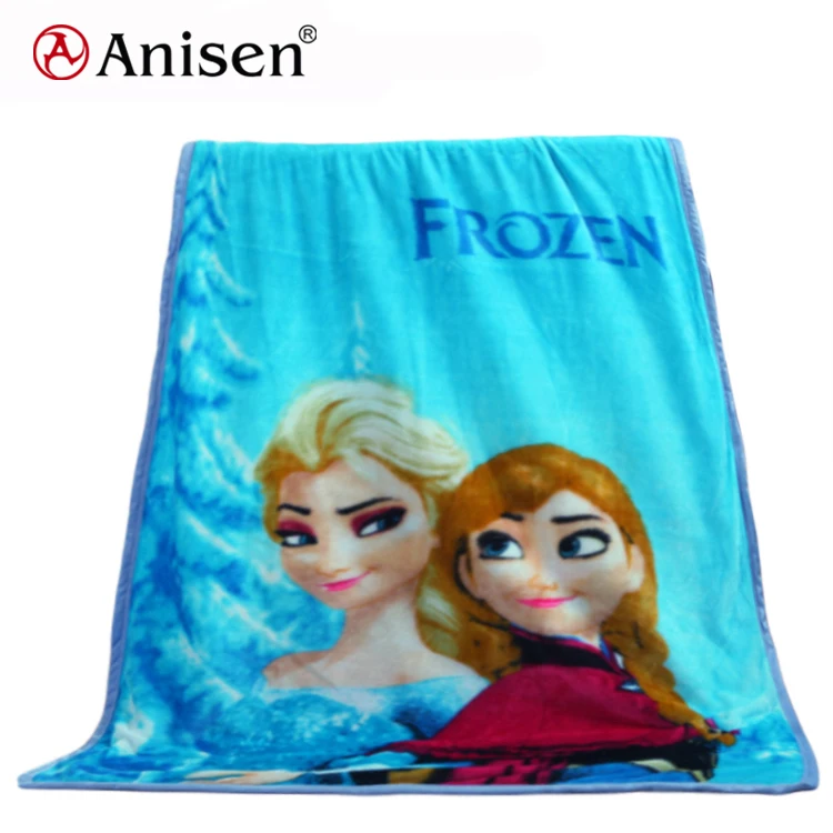 

new design cartoon frozen character elsa 3d digital printed fleece kids baby blanket, Custom color