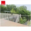 Round handrail and post polished finish stainless steel cable railing use for outdoor balcony