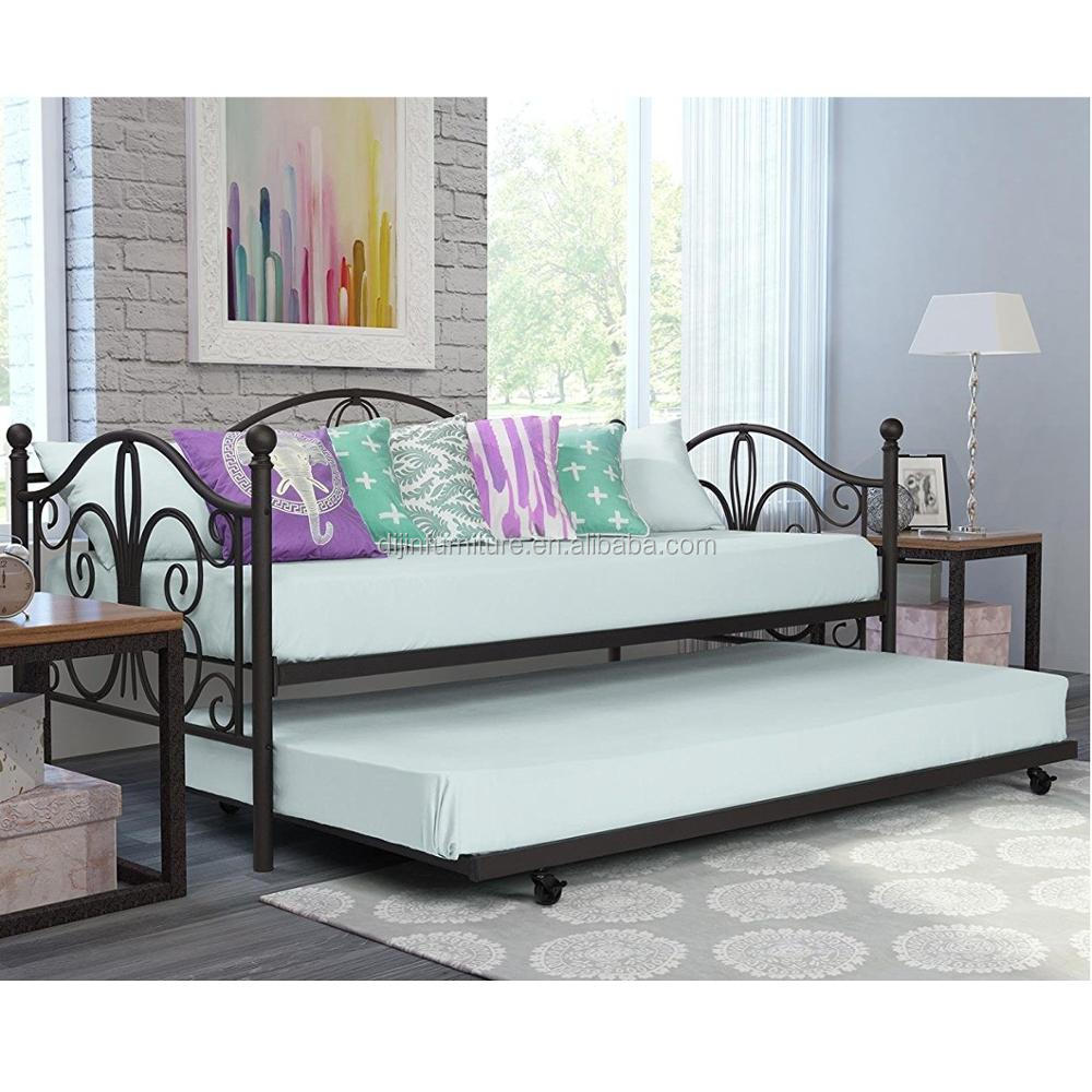 Fancy Single Metal Day Bed With Pull Out Guest Trundle Bed Buy Adult Day Beds,Single Bed With