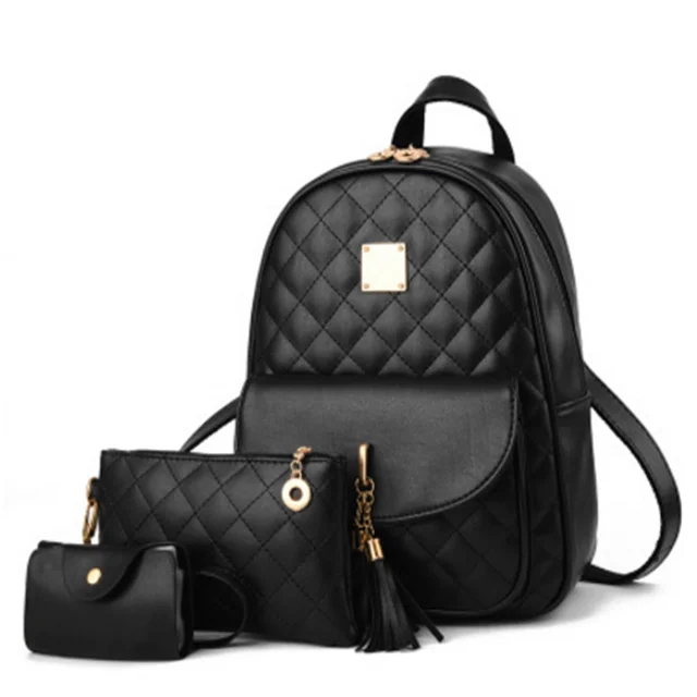 

China supplier fashionable diamond lattice backpack bag winter design backpack bag custom printed backpack bag, Black