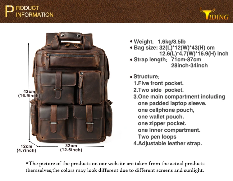 tiding leather backpack