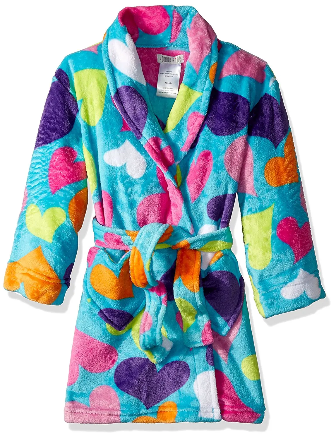 Robe Komar Kids Girls Purple Winter Puppy Dog Luxe Fleece Bathrobe