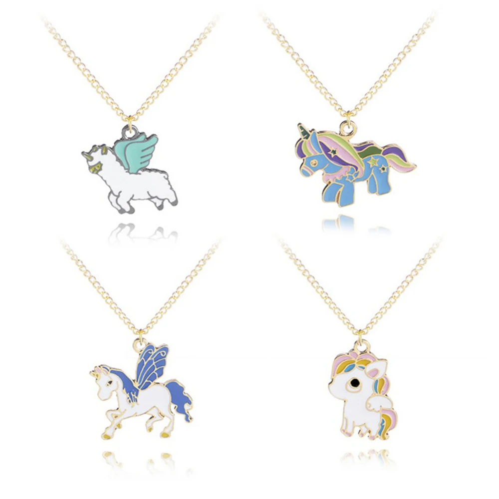 

Lovely Colorful Enameled Animal Series Lucky Unicorn Charm Pendant