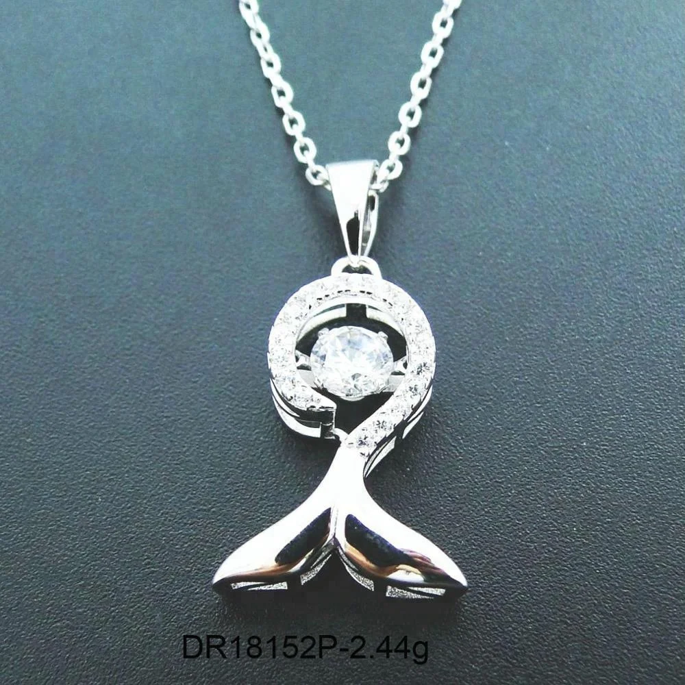 925 Sterling Silver Whale Tail Moving Jewelry Pendant Necklace For Girl