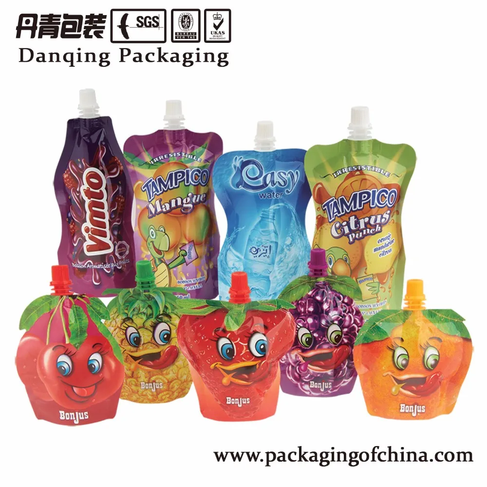 High Quality Shape pouch With Handle For Fruit Juice Packaging Doypack  with spout
