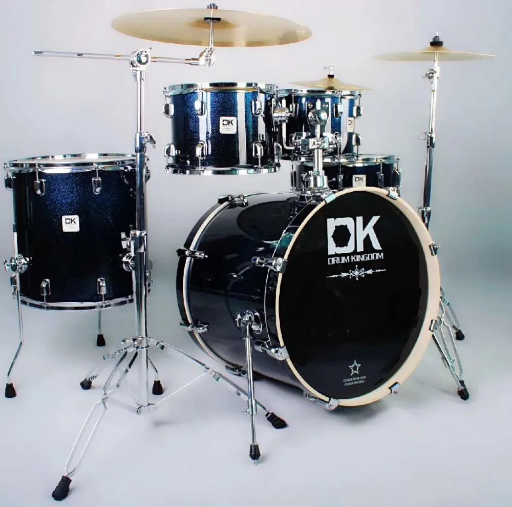 5 Pieces Musical Drum Black Blue Shining Color In Best Price Wood Shell