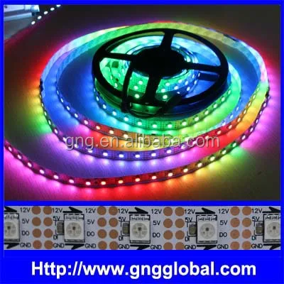 DC12V WS2801b IC Video effect addressable rgb led strip ws2811b, 30/60/100 pcs 5050,0.72W, DMX led strip