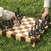 Wooden Standard chess game set with metal checkers