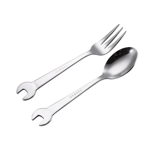 Image of Innovative wrench shape spoon and fork,stainless steel spoon fork set for gift