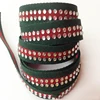 13mm Polyester Stripe Three Colors Medal Rhinestone Webbing