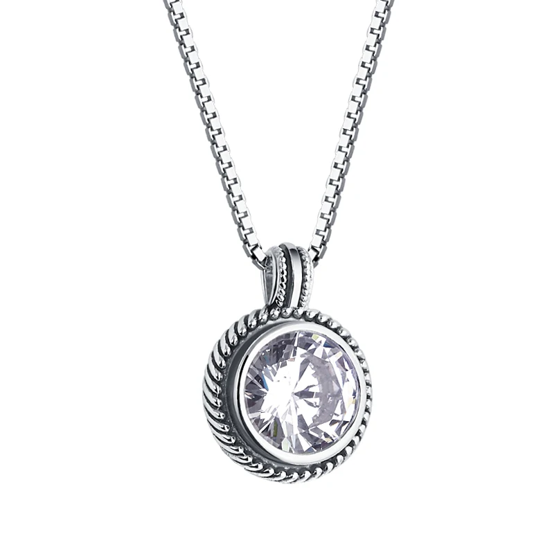 

Tonglin sparking round diamond halo necklace sterling 925 silver jewelry fashion necklace real silver bridal gifts