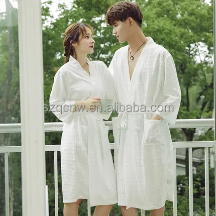 

homewear women waffle night dress maternity robe couple hotel spa bathrobe unisex robes