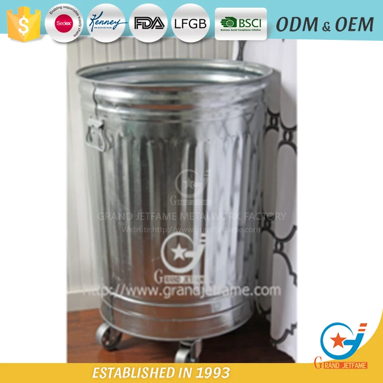 Galvanized Garbage Can Trash Can Waste Can With Wheels Buy Metal