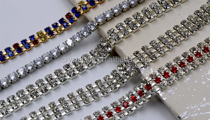 Single-row Diamante Strass Cheap Crystal Rhinestones Claw Cup Chain Trims