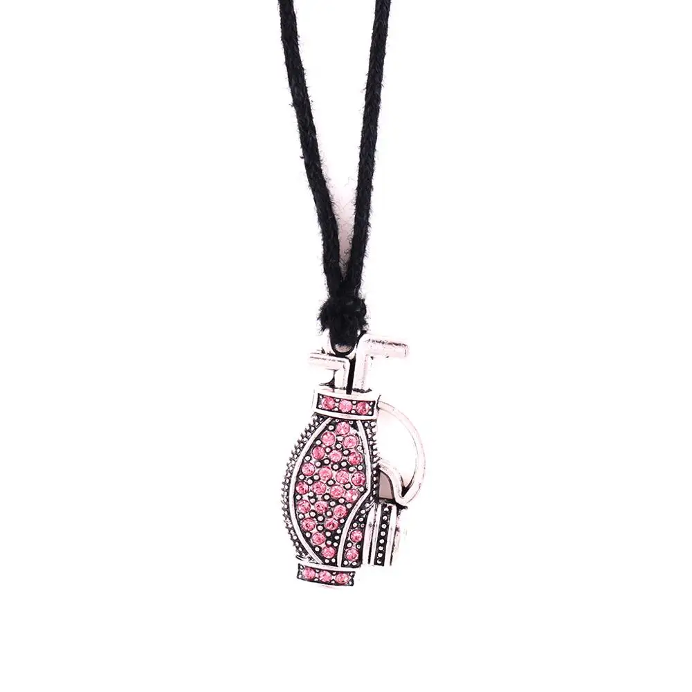 

N483 Trade Assurance Golf Clubs Bag With Colourful Crystal Pendant Golf Sports Adjustable Rope Necklace, As picture