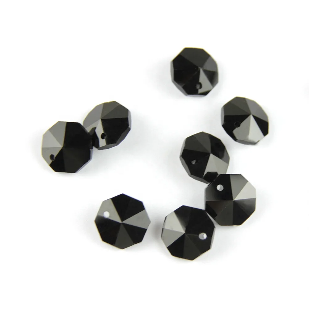 

JN dark line  black luster crystal glass octagonal beads one hole for prisms trimming chandelier lamp decoration