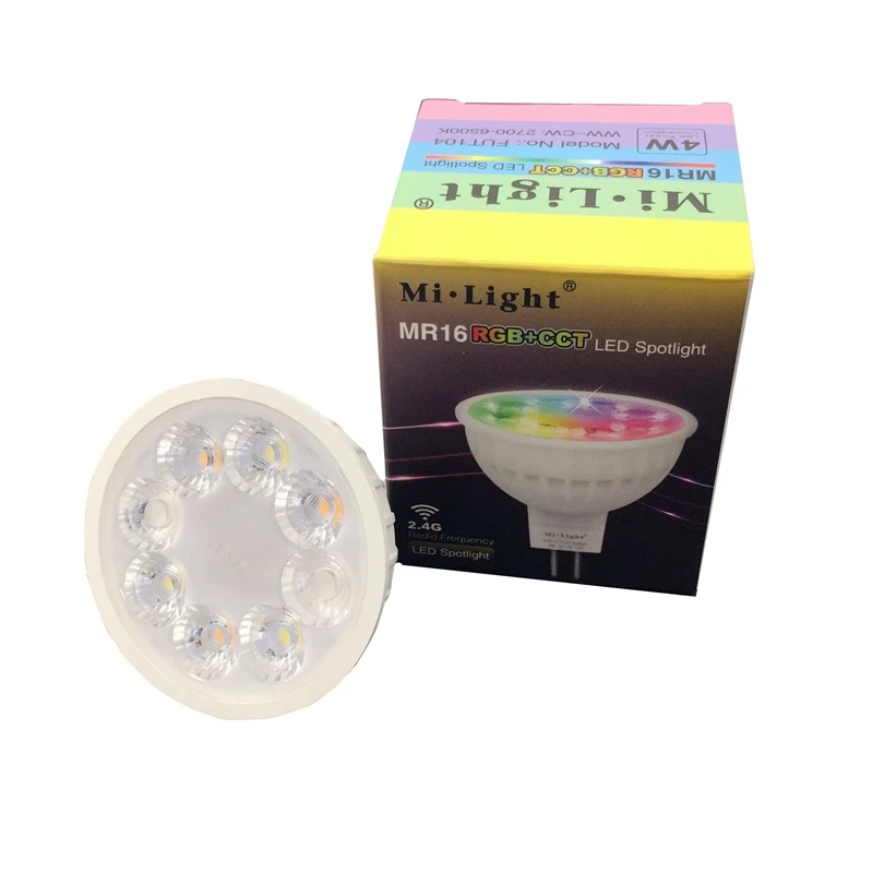 Milight 4W MR16 spot light DC12V 2.4G Wireless Dimmable Led Bulb RGB+CCT Led Spotlight