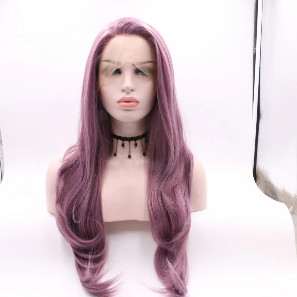 

High Quality Fashion Purple Long Curly Virgin Lace Front Wig
