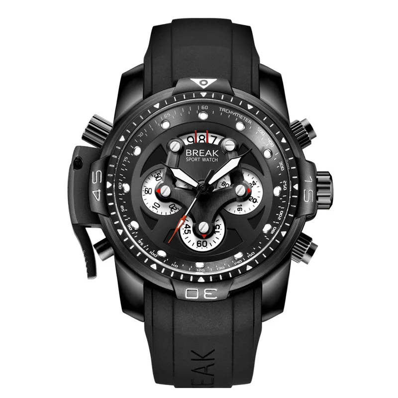 

WJ-7655 Break Daggge 5601 Men's Quartz Watch With Three Small Dial Needle Luminous Leisure Fashion Watch, Mix