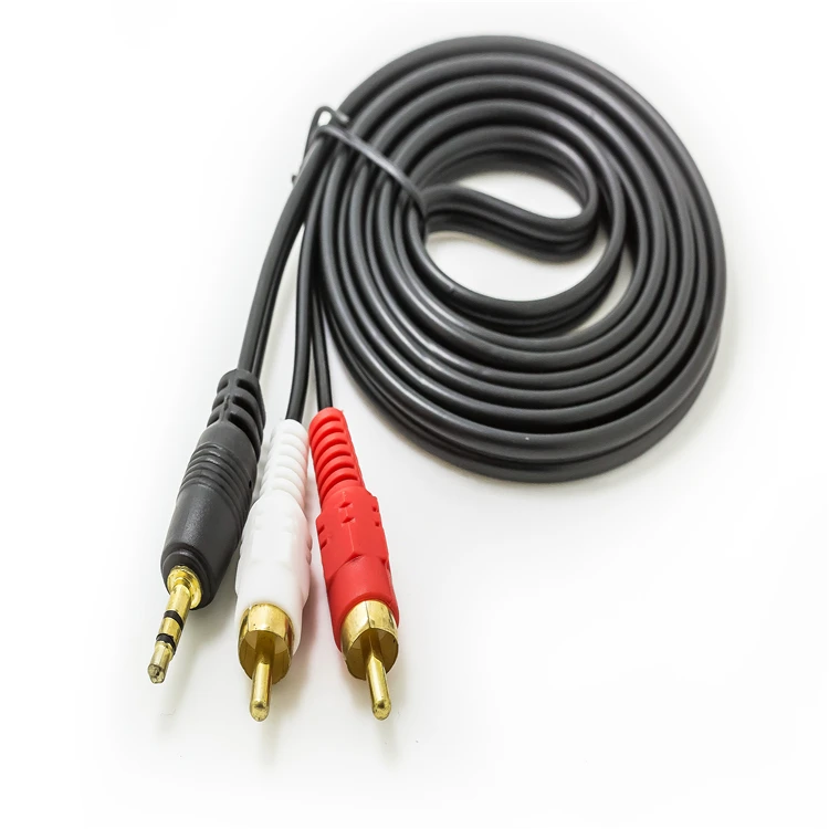 

In Stock 3.5MM Gold Plated STB AV Cable Male To Male 2RCA Cable