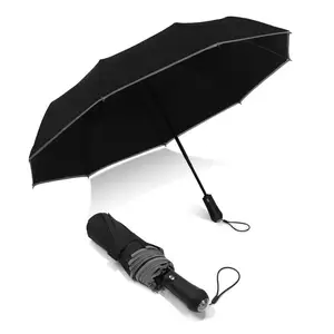 Image of Automatic 3 fold reflective umbrella with led light handle