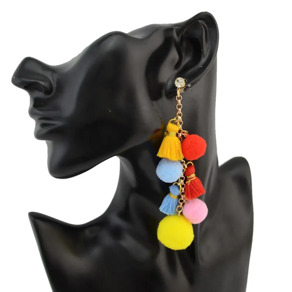 

2021 New Style fashion handmade earrings for women tassel Hairball bohemian style jewelry earrings, Picture