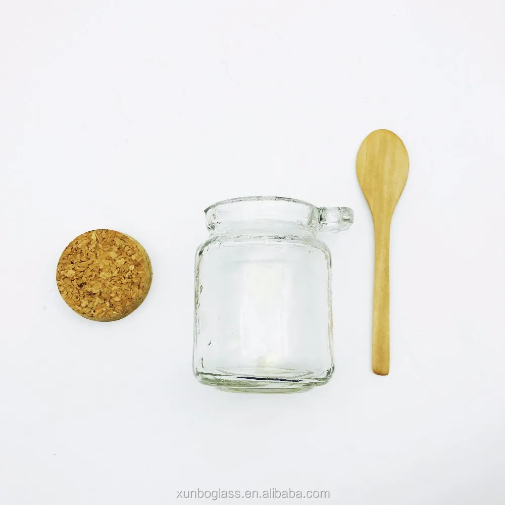 Glass Jar For Milk Honey 250ml With Wooden Spoon Handle Buy Glass Jar