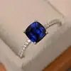 CZ zircon jewelry 925 silver ring with blue stone