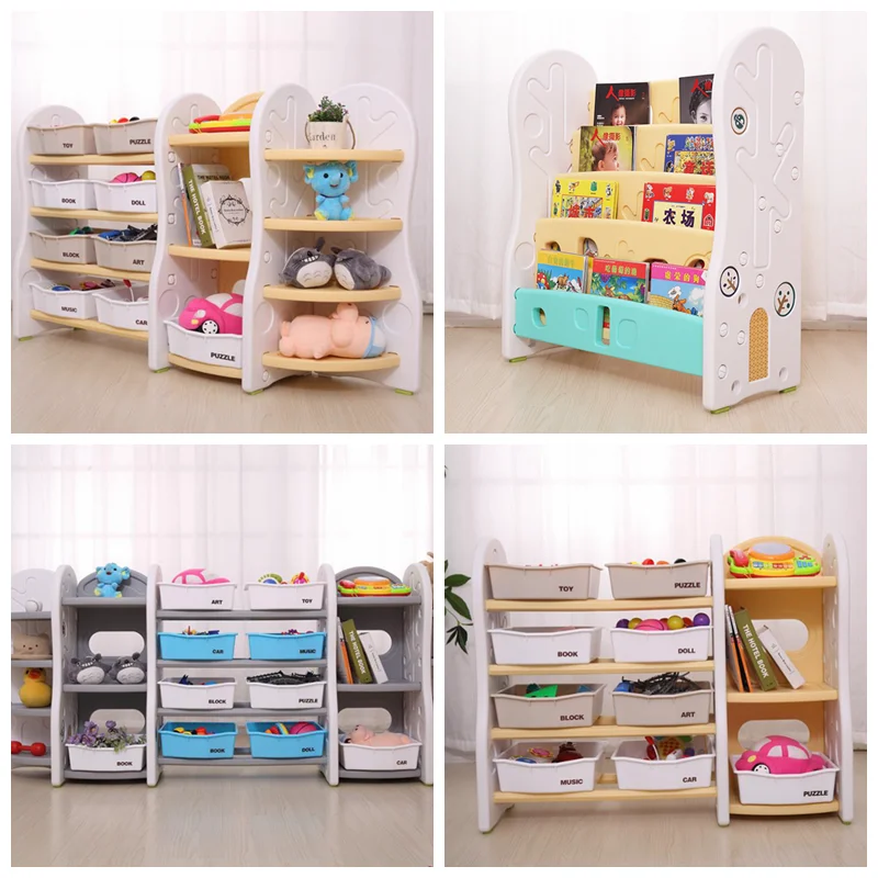 5 Layer Kids Plastic Bookshelf Children Living Room Furniture Colorful