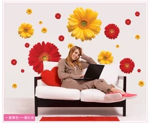1Set ZY6015 rDaisy Flower Living Room Vinyl 3D Wall Stickers Window Decor Bedroom Wall Decals Sticker To The Kitchen On The Door