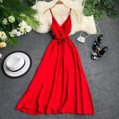 

Thailand fashion summer beach women sexy sleeveless maxi dress