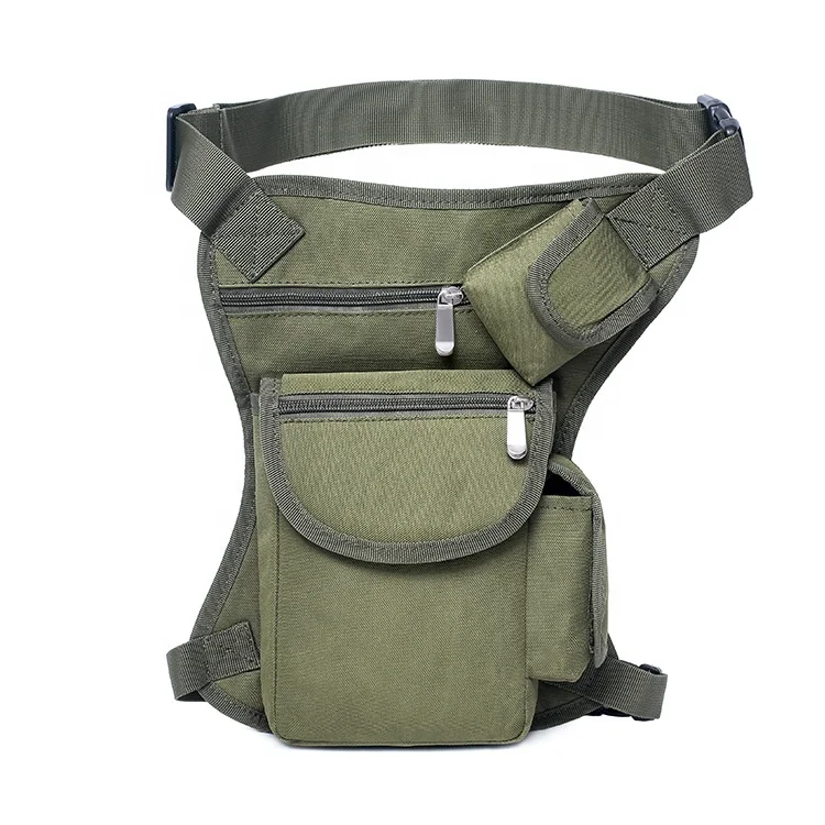 

High Quality Ripstop Solid Color Riding Canvas Waist Leg Bag Outdoor Tactical Multi-Purpose Running Sports Waist Bag, Black green khaki etc.