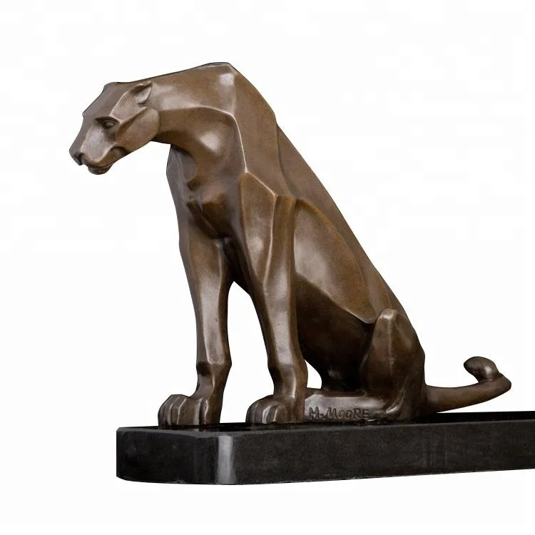 

DW177 Panther Sculpture Bronze Abstract Leopard Statue Wildlife Animal Figurine Antique Cheetah Artwork for Office Desktop Decor