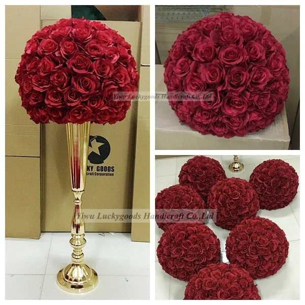 Luckygoods Burgundy Silk Rose Flower Ball,Wedding Kissing Ball Buy