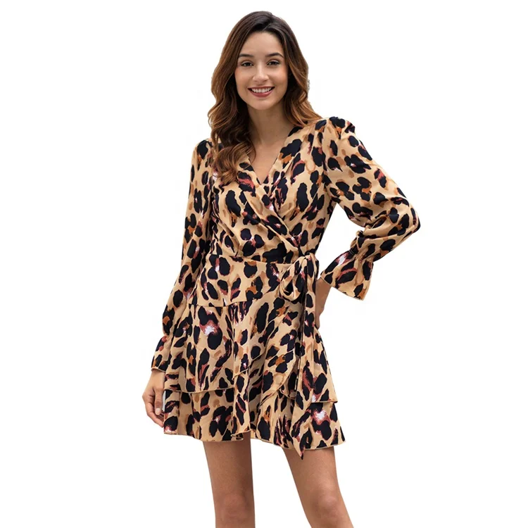 

Spring Women Long Sleeve Layered Leopard Dress 2019, Leopard print