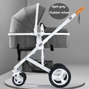 Image of Belecoo baby stroller High landscape baby carriage sit and lying folding light two-way four-wheel shock absorption
