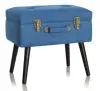 Jeans fabric storage trunk stool with wooden legs in KD