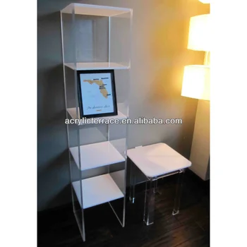 White Acrylic Lucite Home Shelf Buy Acrylic Leaning Bookshelf