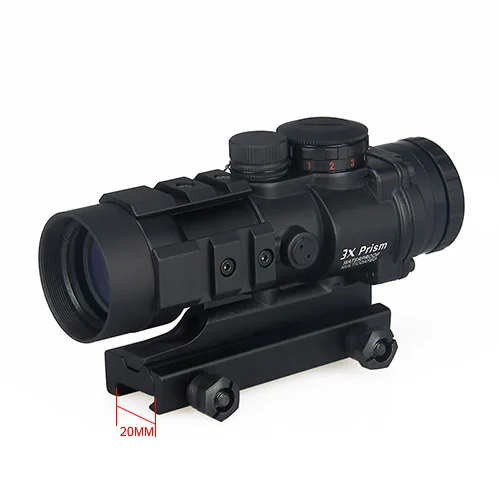 

tactical optic scope hunting rifle scope 3x Prism Red Dot Sight with Ballistic CQ Reticle, Black