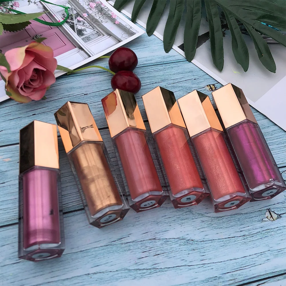 

Vegan cosmetics no logo lip gloss long lasting 2019 lip gloss, 5 color