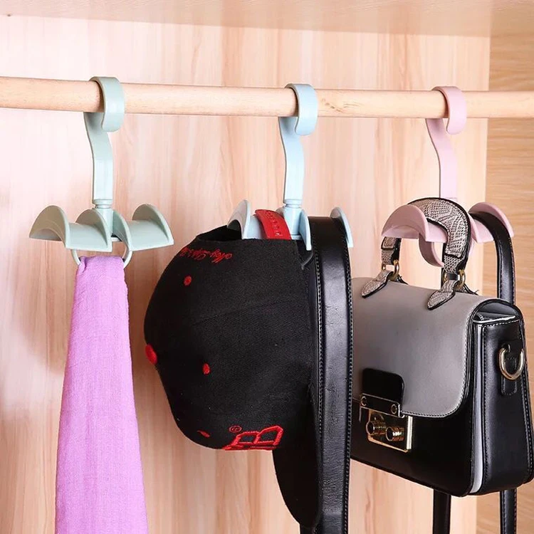 Plastic handbag purse holder rack storage organizer belt tie scarf clothes hanger hook new 360-degree clothing hanger