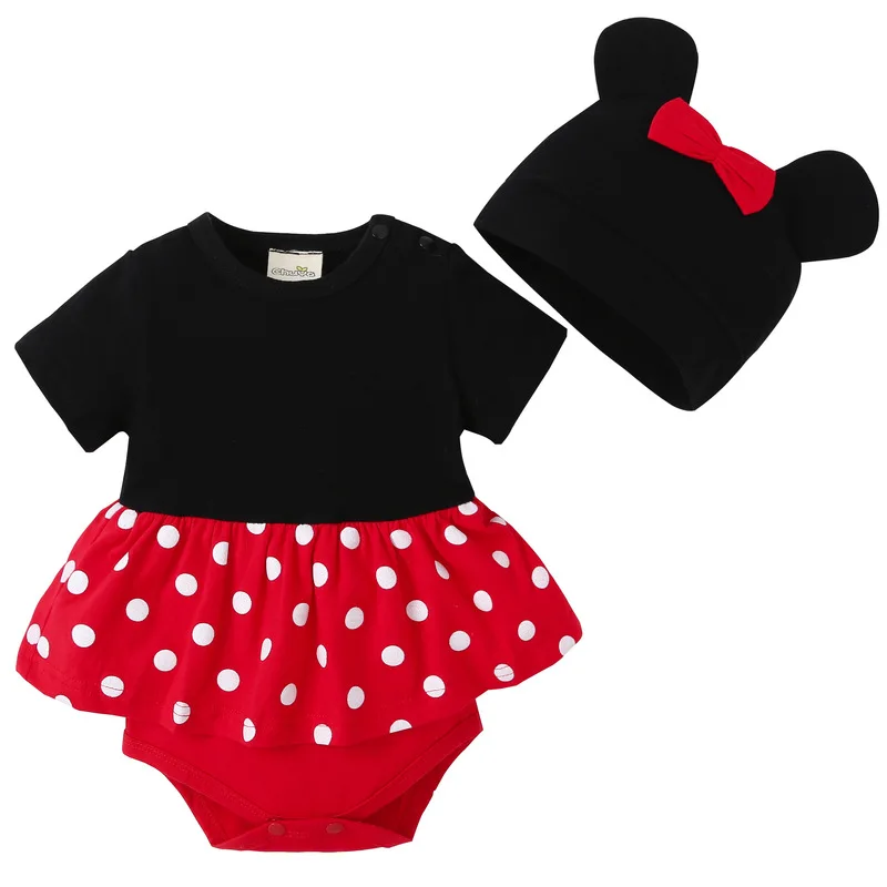 

0-24M 2pcs Cute Newborn Baby Girls Bodysuit Tutu Dress Jumpsuit Outfits Hat Set Baby Boys Clothes, As pictures