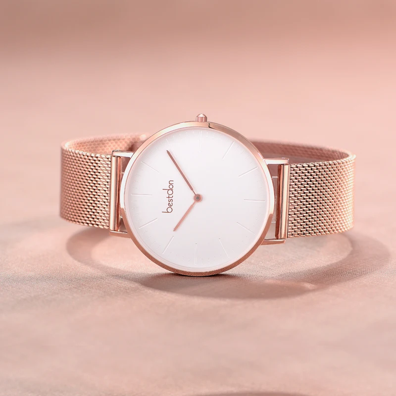 

Minimalist custom logo mesh wrist watch women