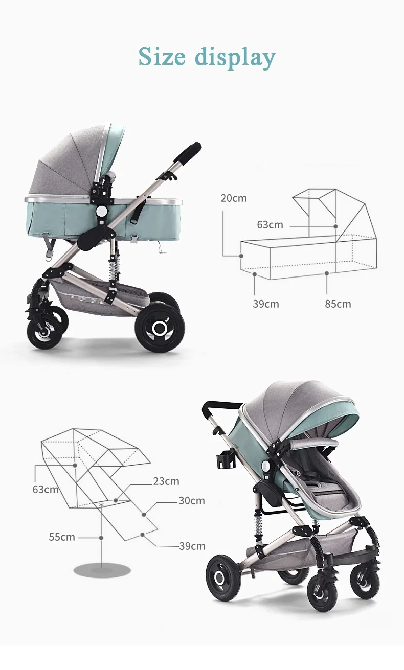 EN Luxury Baby Stroller 3 in 1 Pram  Aluminum Alloy single stroller Certification