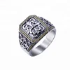 Joacii Men's Vintage Style Oxidized 925 Sterling Silver Ring with AAA Zircon Stone