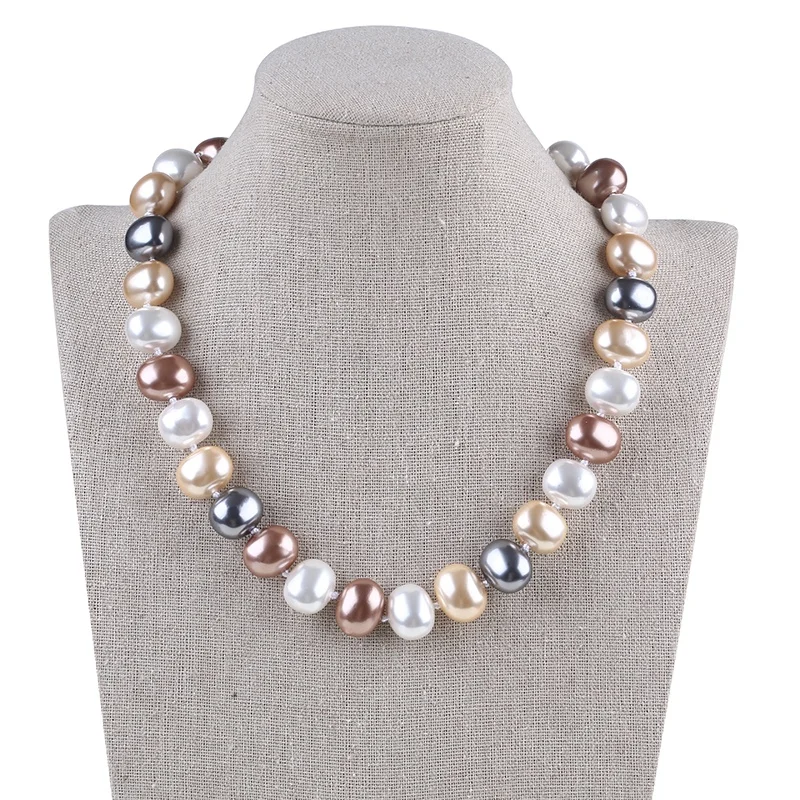 

wholesale 13*16mm big egg shell pearl necklace for ladies, Multi-color