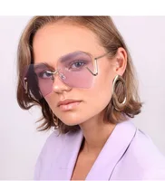 

Jheyewear newest fashion 2019 european personalized women rimless custom made sunglasses