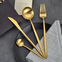 

Bulk Gold Plated Stainless Steel Cutlery Set Gold Flatware PVD Titanium Plated Gold Spoons For Kitchen