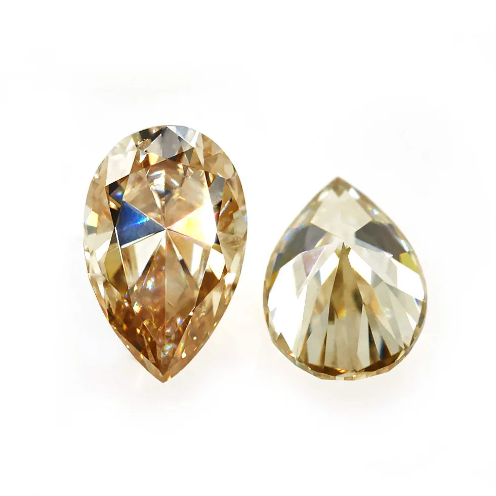 

GIGAJEWE Yellow Wholesales Diamond 5*7mm Excellent Champagne Pear Cut Moissanite Gemstone Jewelry Loose Moissanite