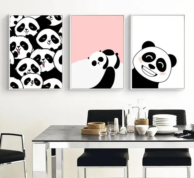 Modern Kawaii Animal Pandas In The World Wall Art Picture Kids Baby Modern Kawaii Animal Pandas In The World Wall Art Picture Kids Baby Room Decor Painting Canvas Print Poster Nursery Unframed Calligraphy